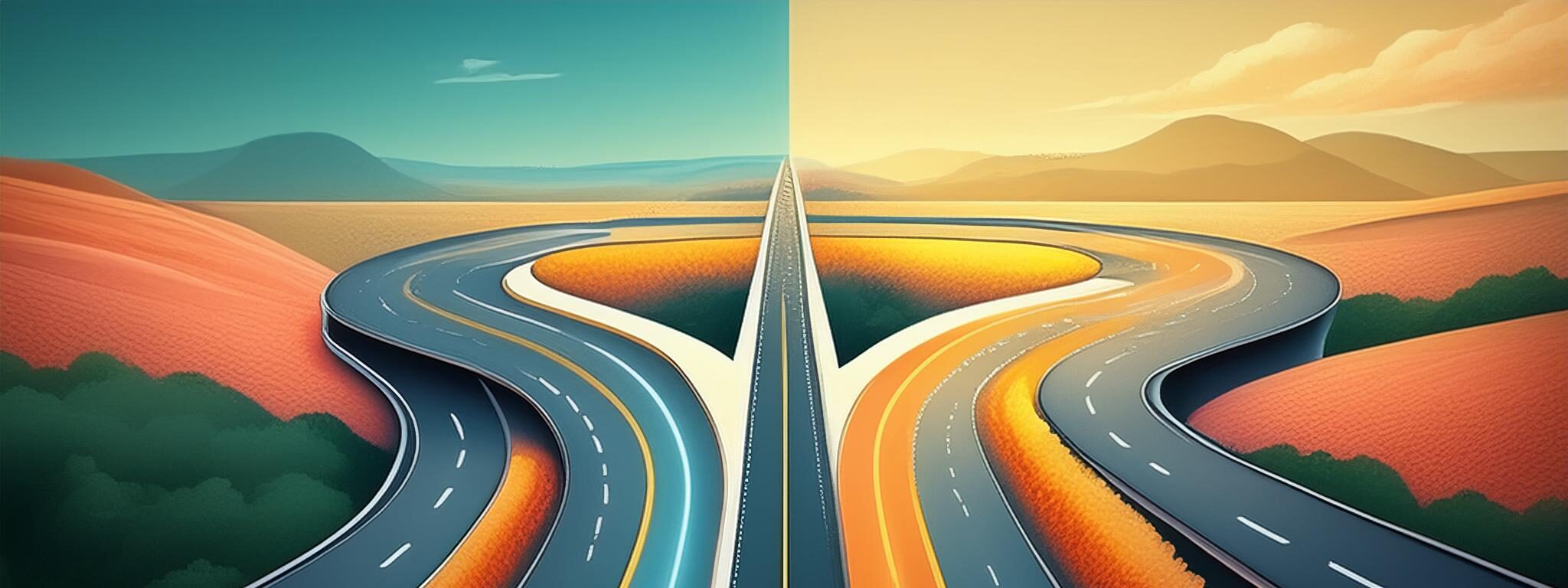 Some roads may converge and others may not but still same direction